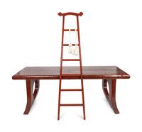 A Chinese Red Lacquer Table and Ladder — 20TH CENTURY