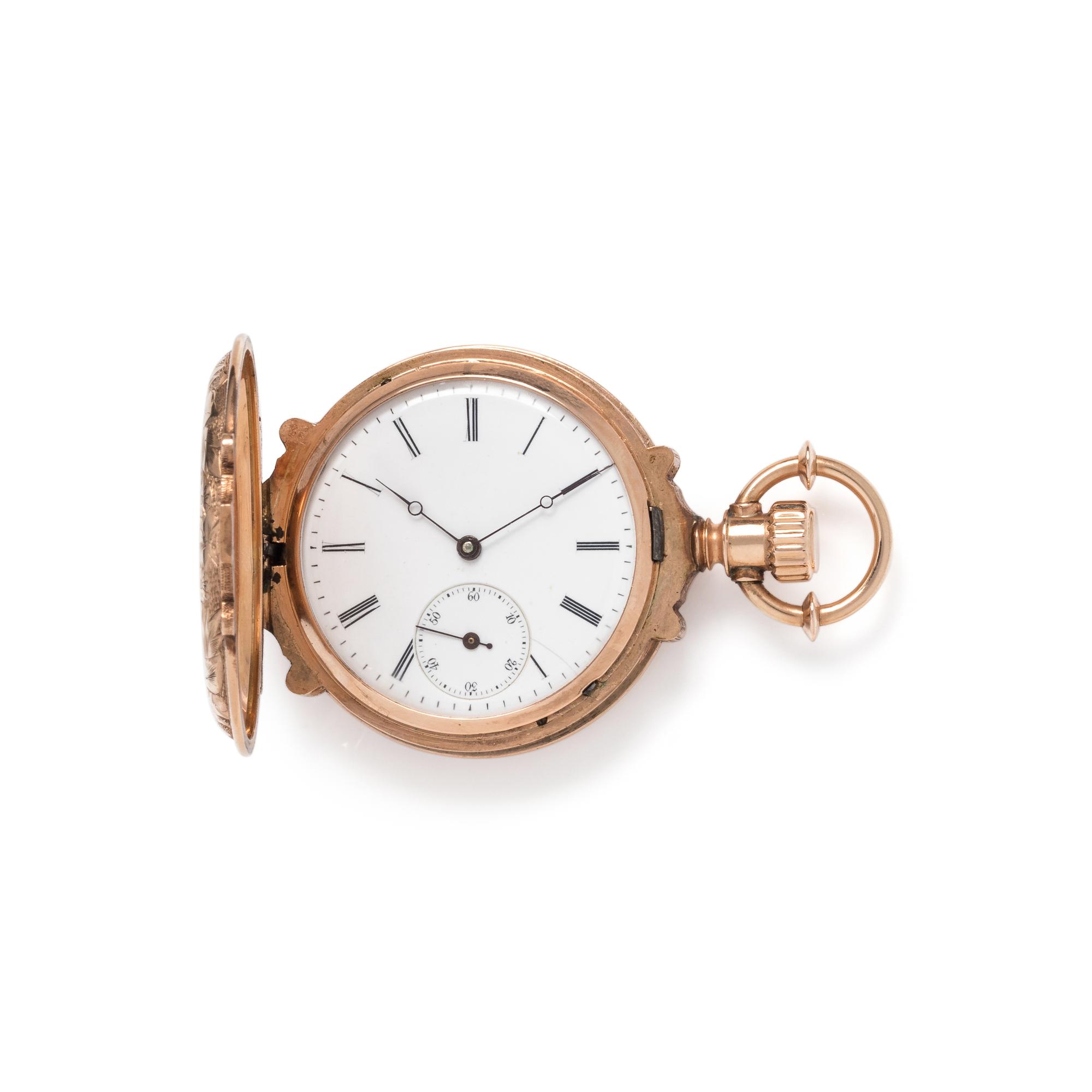 YELLOW GOLD HUNTER CASE POCKET WATCH