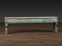A Primitive Country Blue Painted Pine Bucket Bench