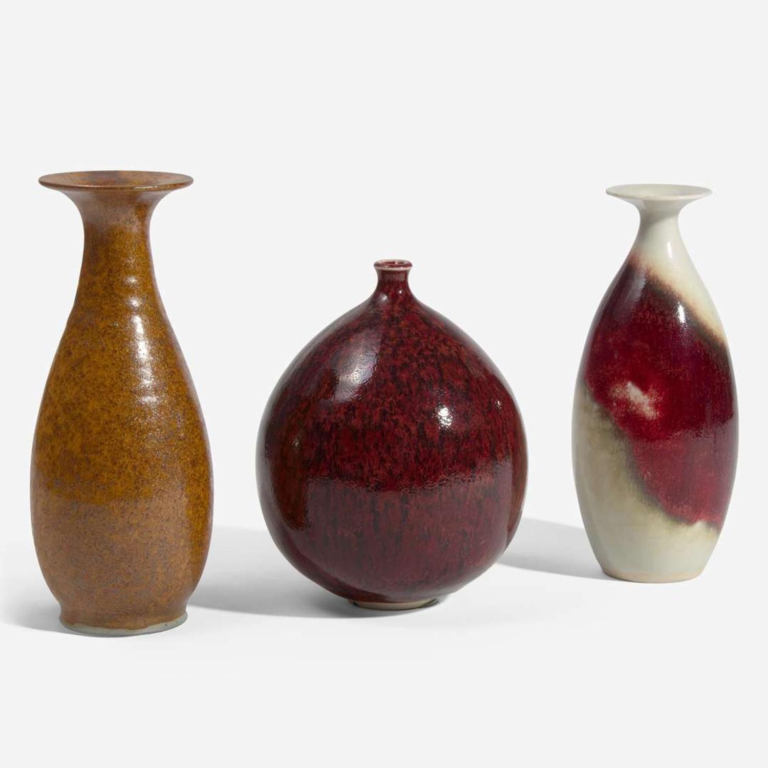 Brother Thomas Bezanson (Canadian-American, 1929-2007) Three Porcelain Vases, USA, circa last quarter 20th century