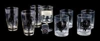 A Group of Glassware depicting Various Dog Breeds Height of tallest 5 5/8 inches.