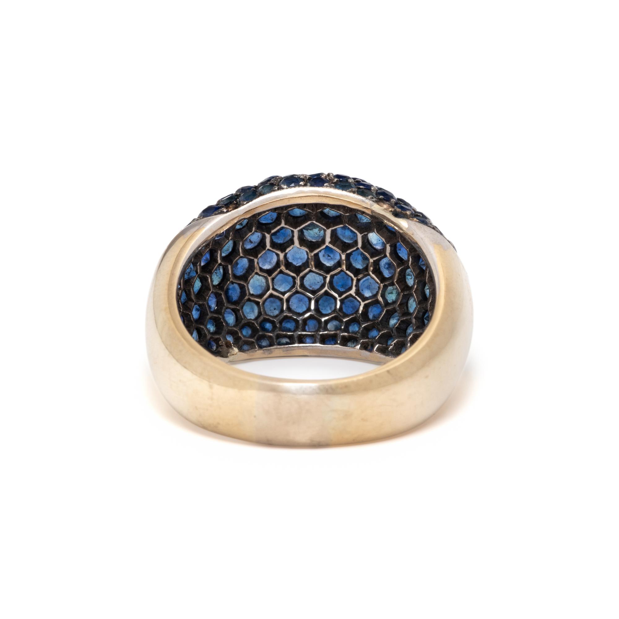 SAPPHIRE AND WHITE GOLD BOMBÉ RING