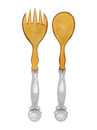 A Georg Jensen Silver Mathilde P attern Two-Piece Salad Serving Set