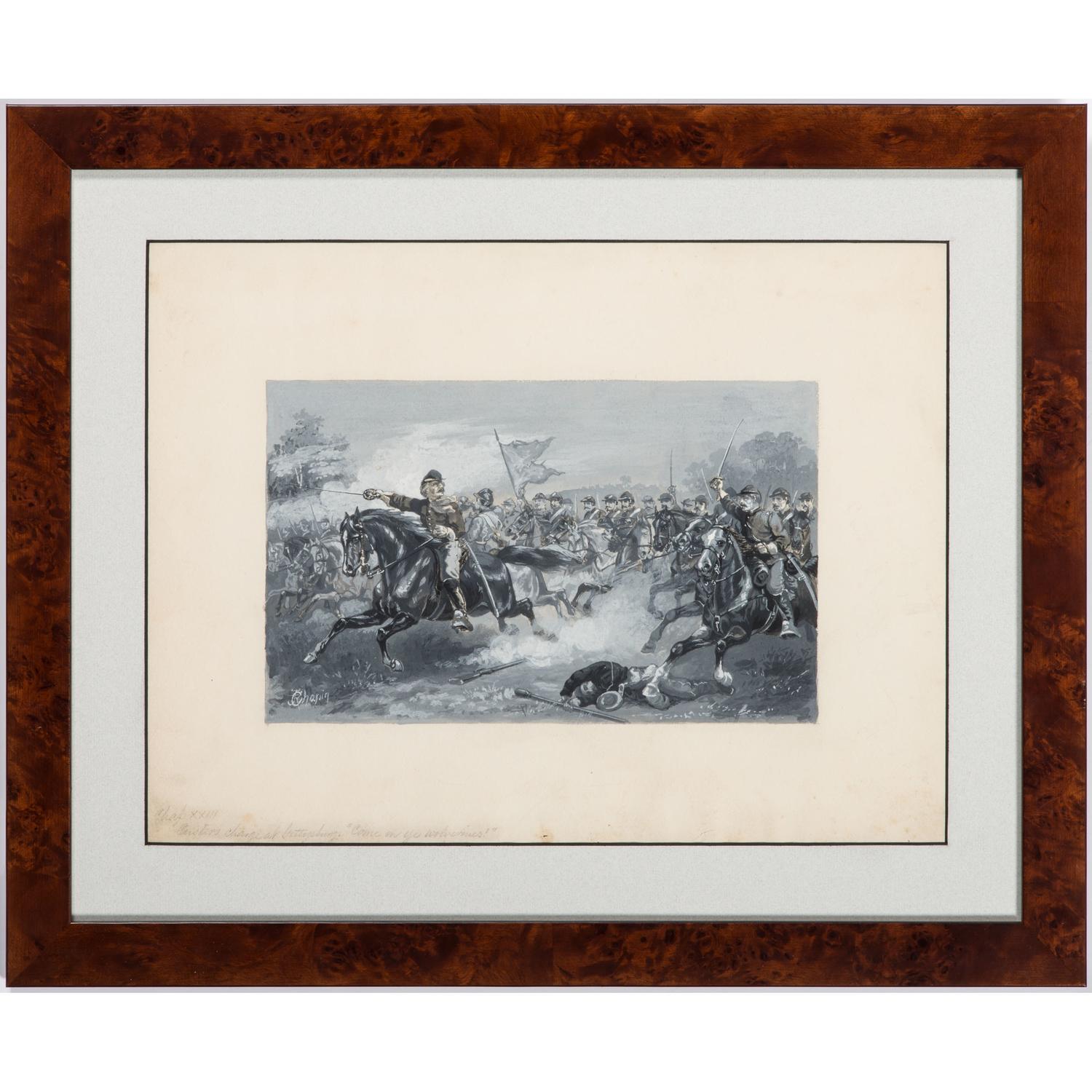 John R. Chapin, Gouache Depicting Custer's Charge at Gettysburg