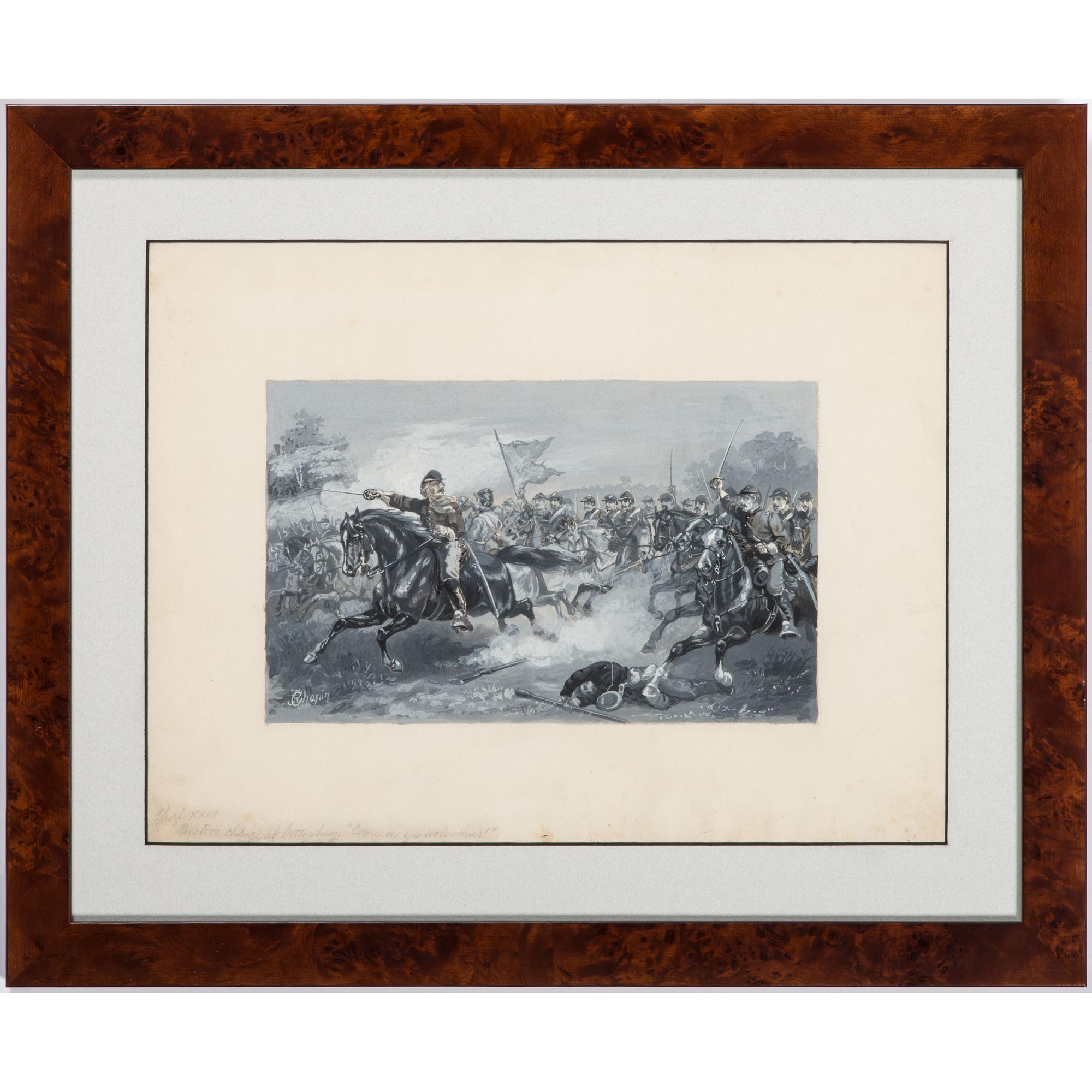 John R. Chapin, Gouache Depicting Custer's Charge at Gettysburg