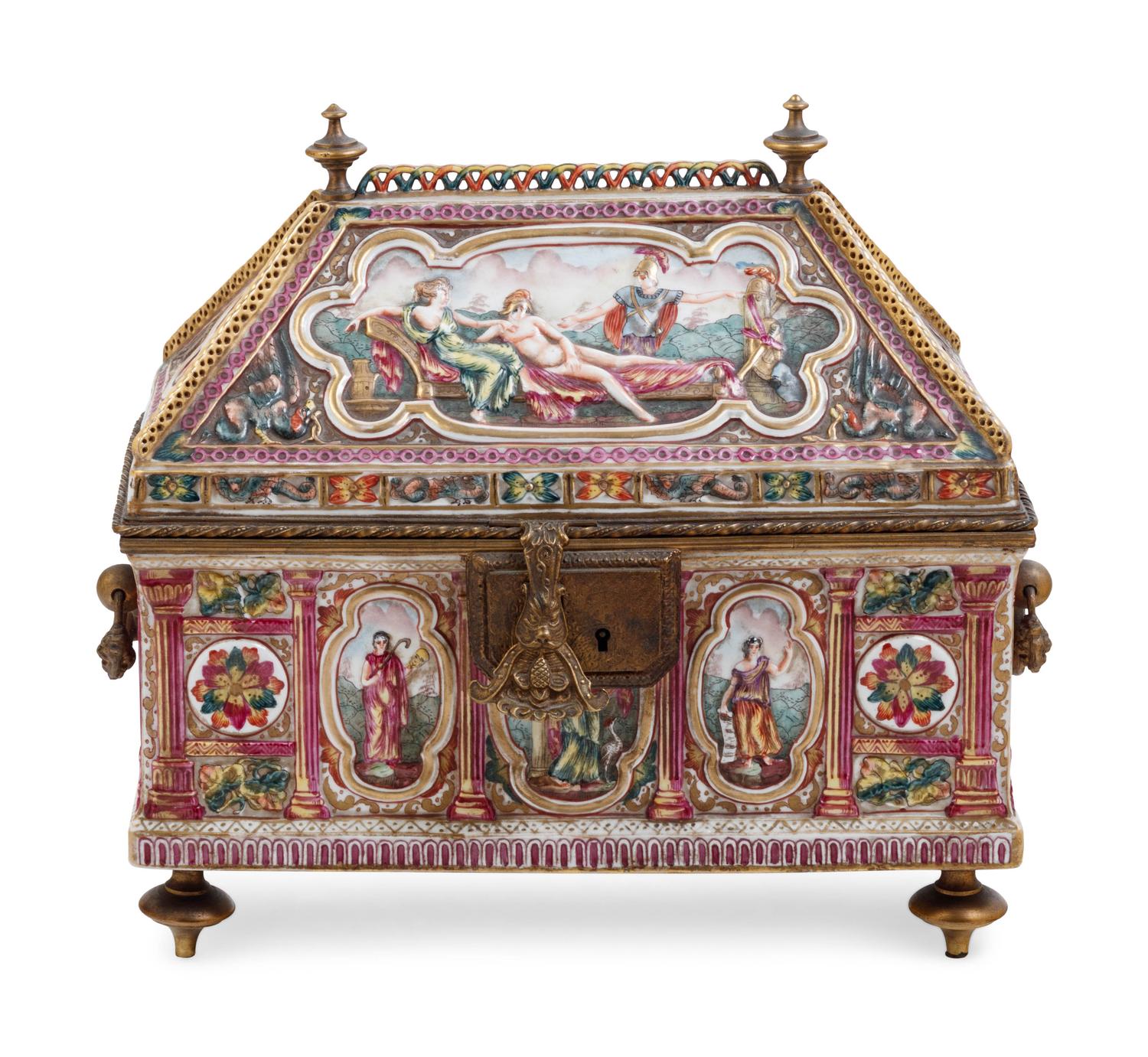 A Capodimonte Porcelain Table Casket