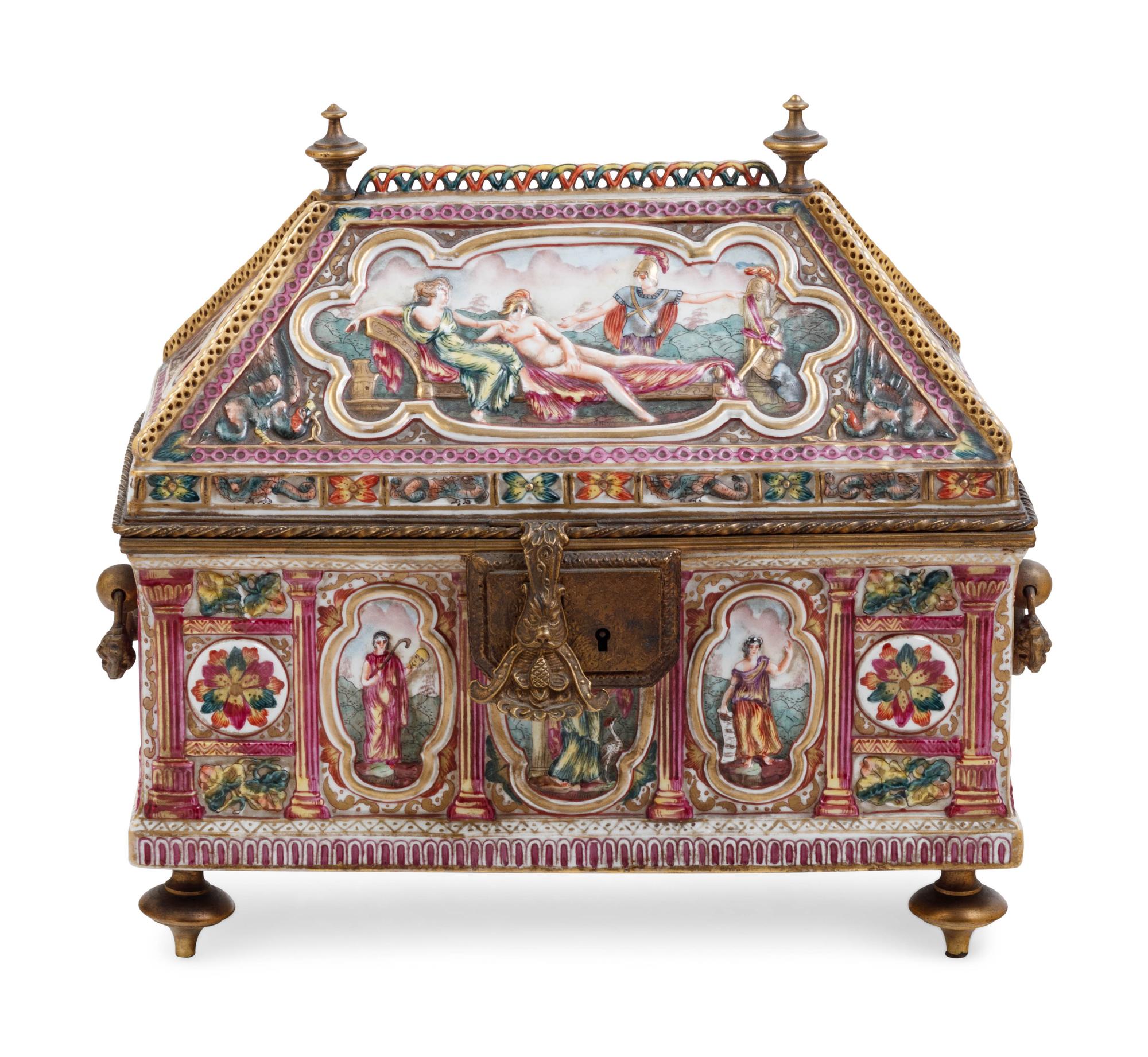 A Capodimonte Porcelain Table Casket