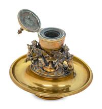 A Continental Brass Figural Ink Stand
