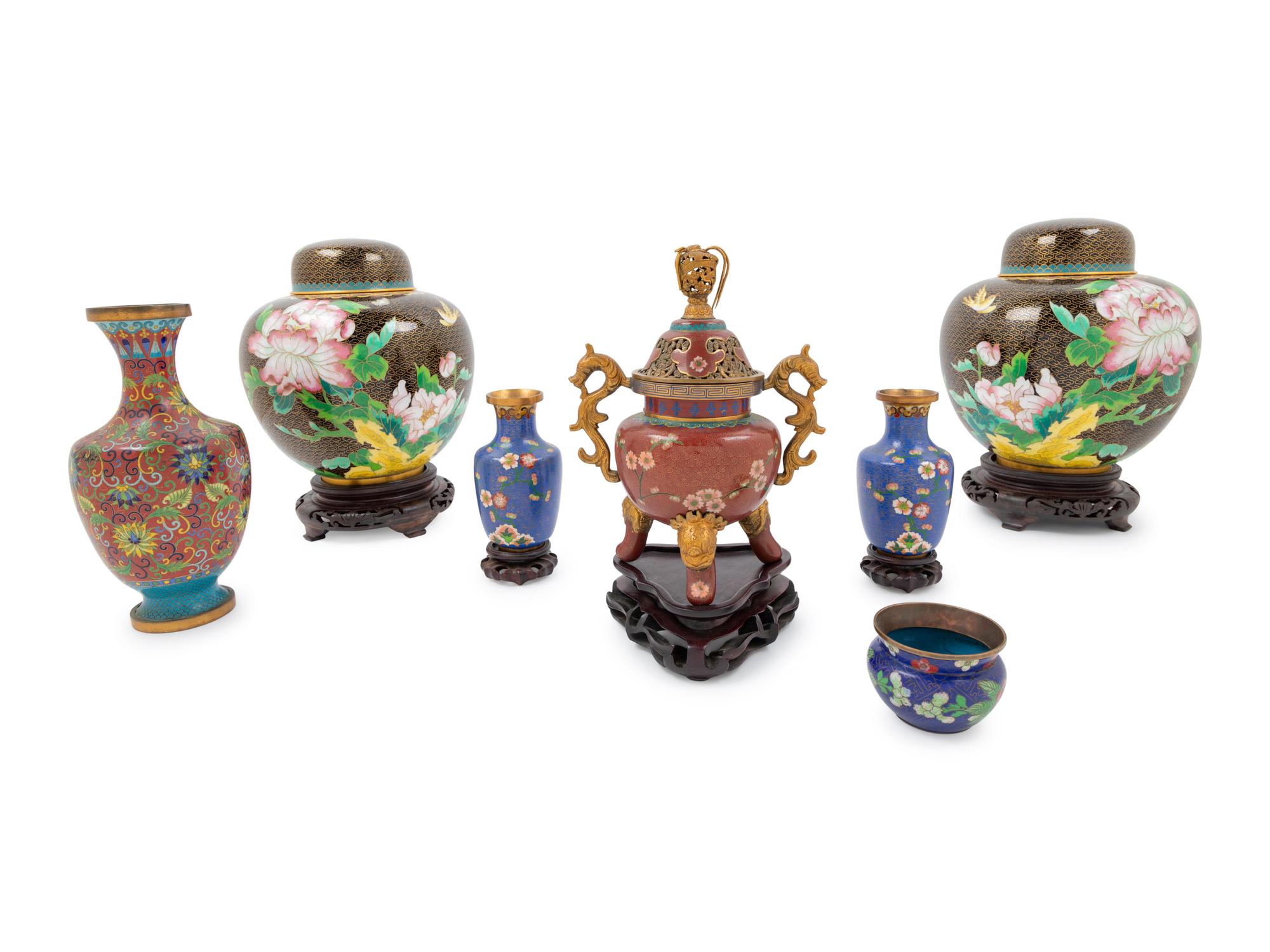 Eight Chinese Cloisonné Enamel Articles