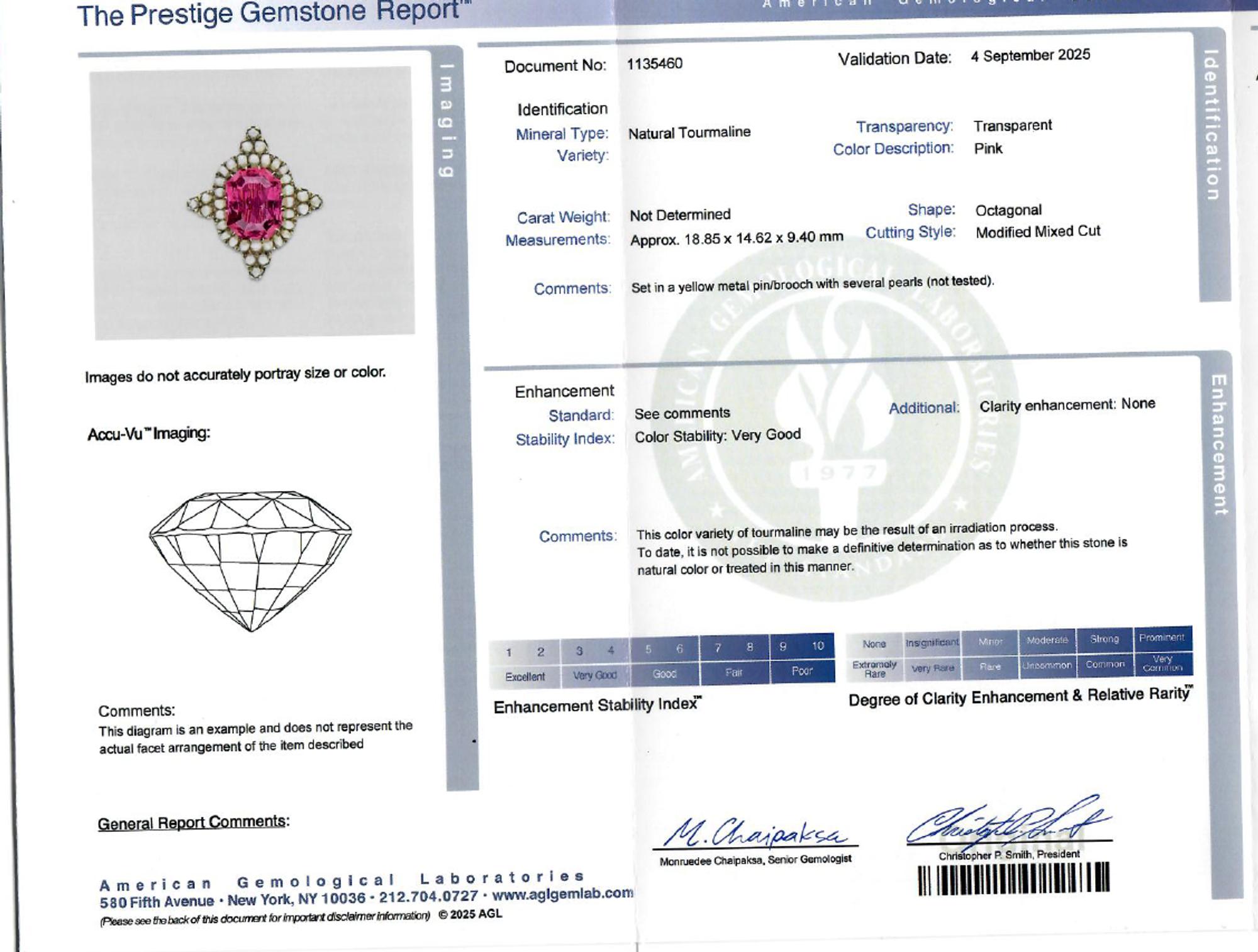 ANTIQUE, PINK TOURMALINE AND SEED PEARL BROOCH