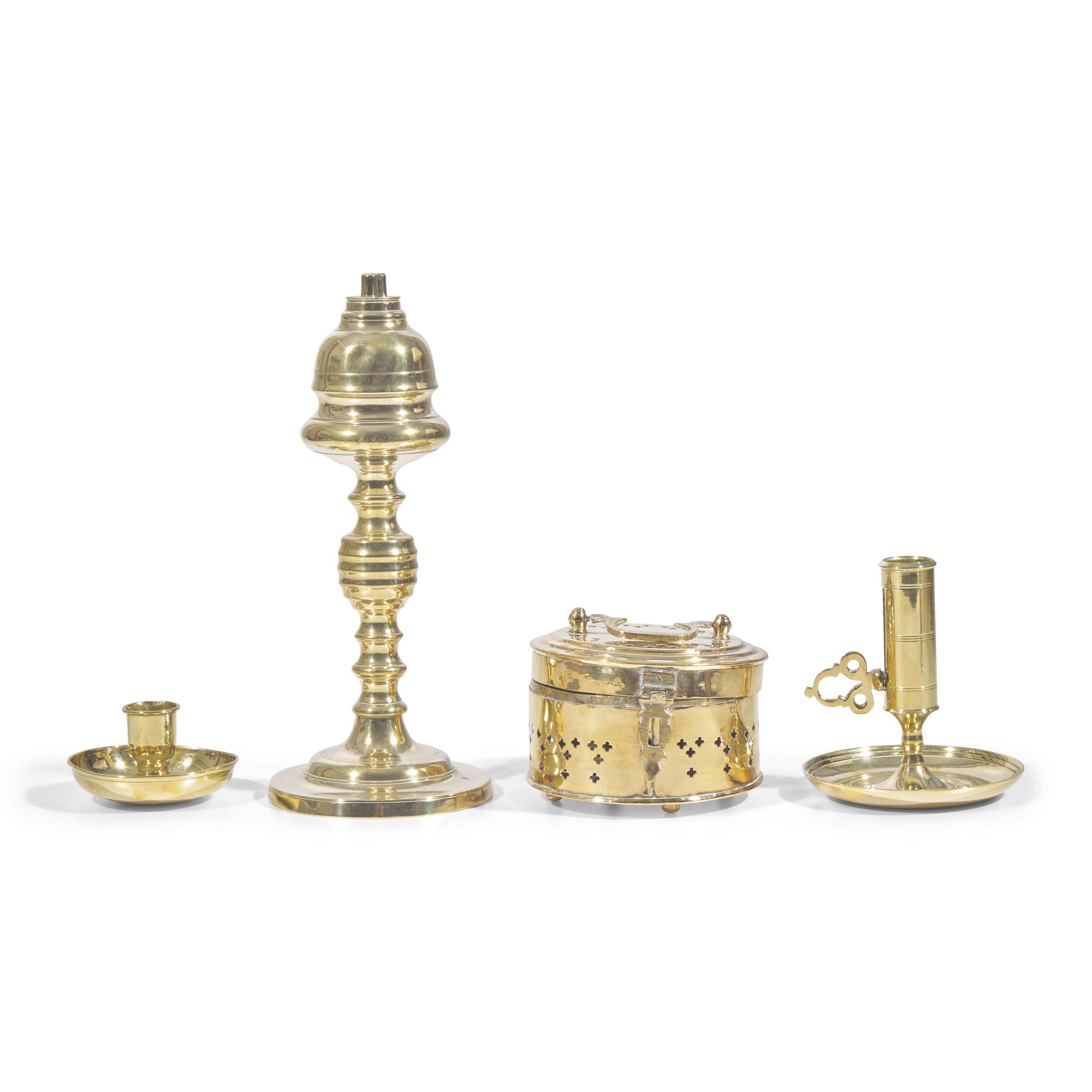 An Assorted Group of Brass Table Items