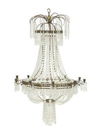 An Empire Style Beaded Glass Ten-Light Chandelier