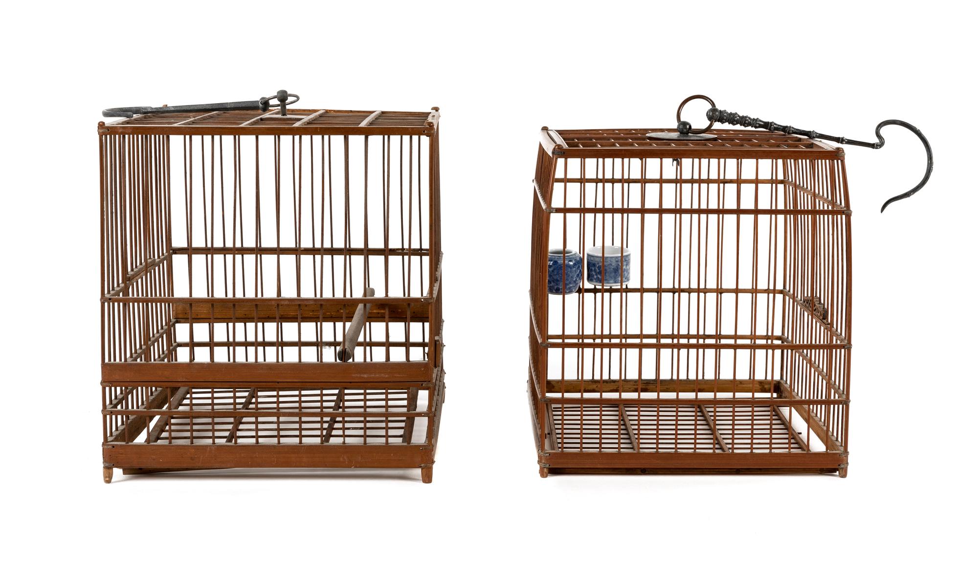 Two Chinese Bamboo Birdcages Height of larger 9 inches. — QING DYNASTY (1644-1911)