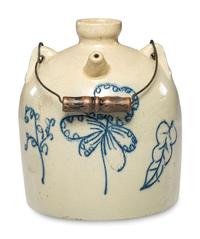 A Cobalt Decorated 'Bird' Stoneware Harvest or Field Jug Attributed to Wingerter Pottery