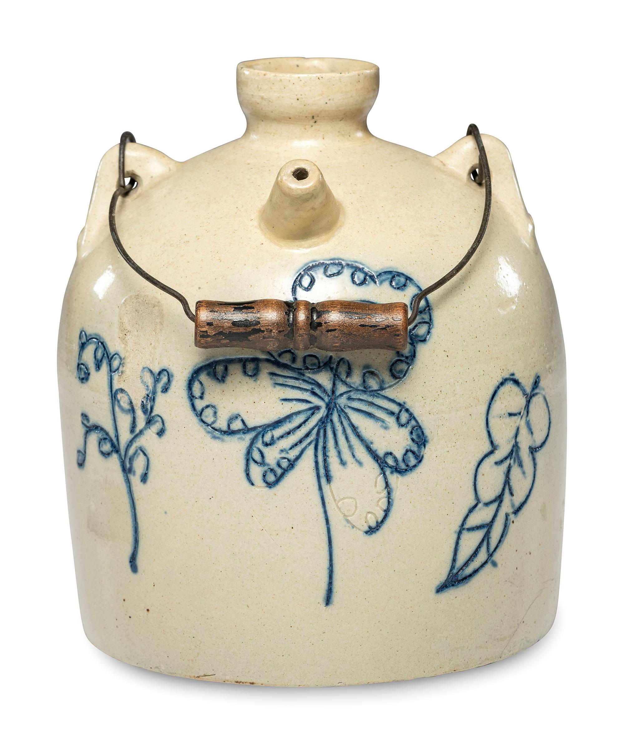 A Cobalt Decorated 'Bird' Stoneware Harvest or Field Jug Attributed to Wingerter Pottery