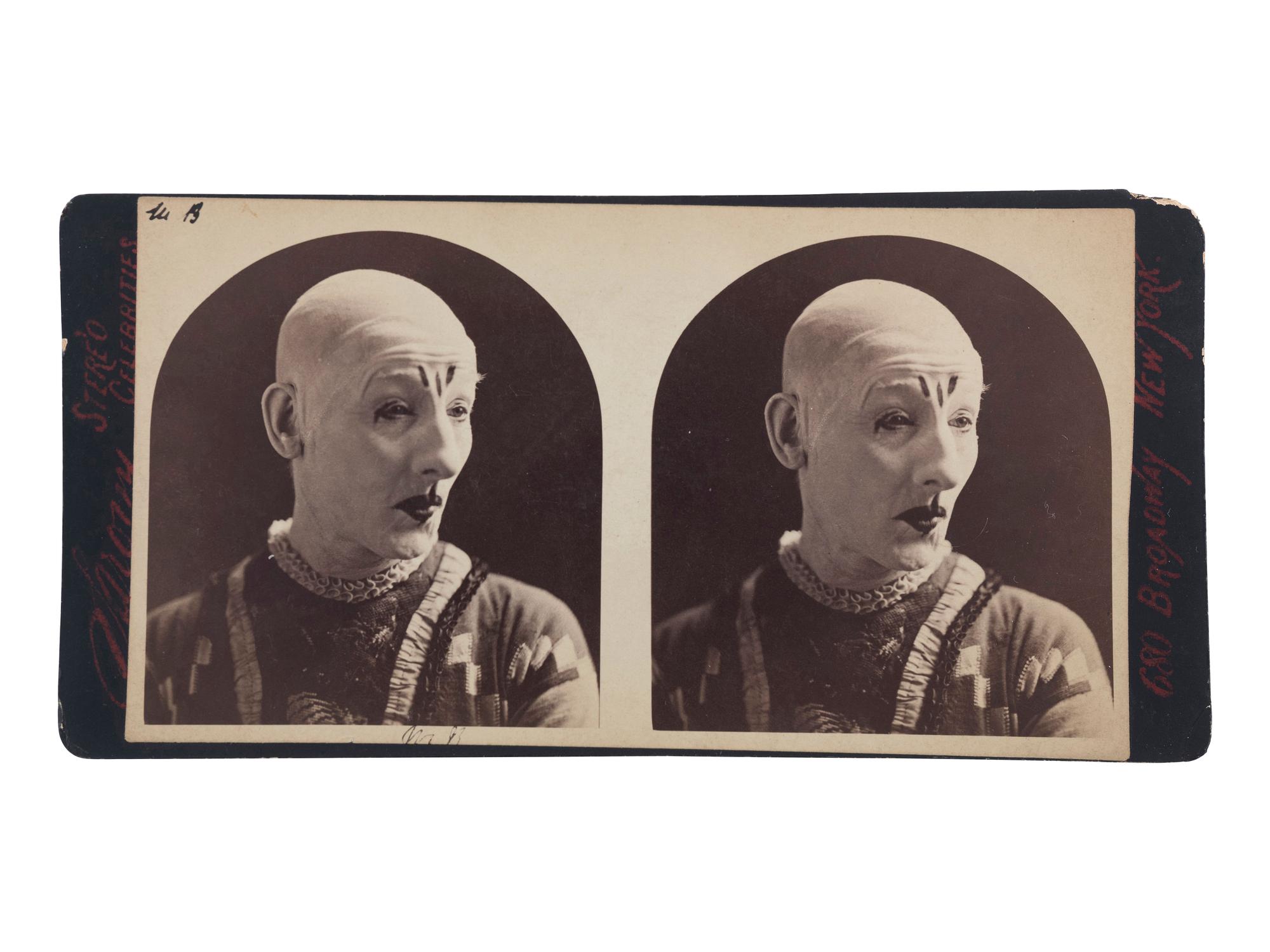 [EARLY PHOTOGRAPHY]. SARONY, Napoleon, photographer. Stereoview of world-famous clown, G.L. Fox. New York.