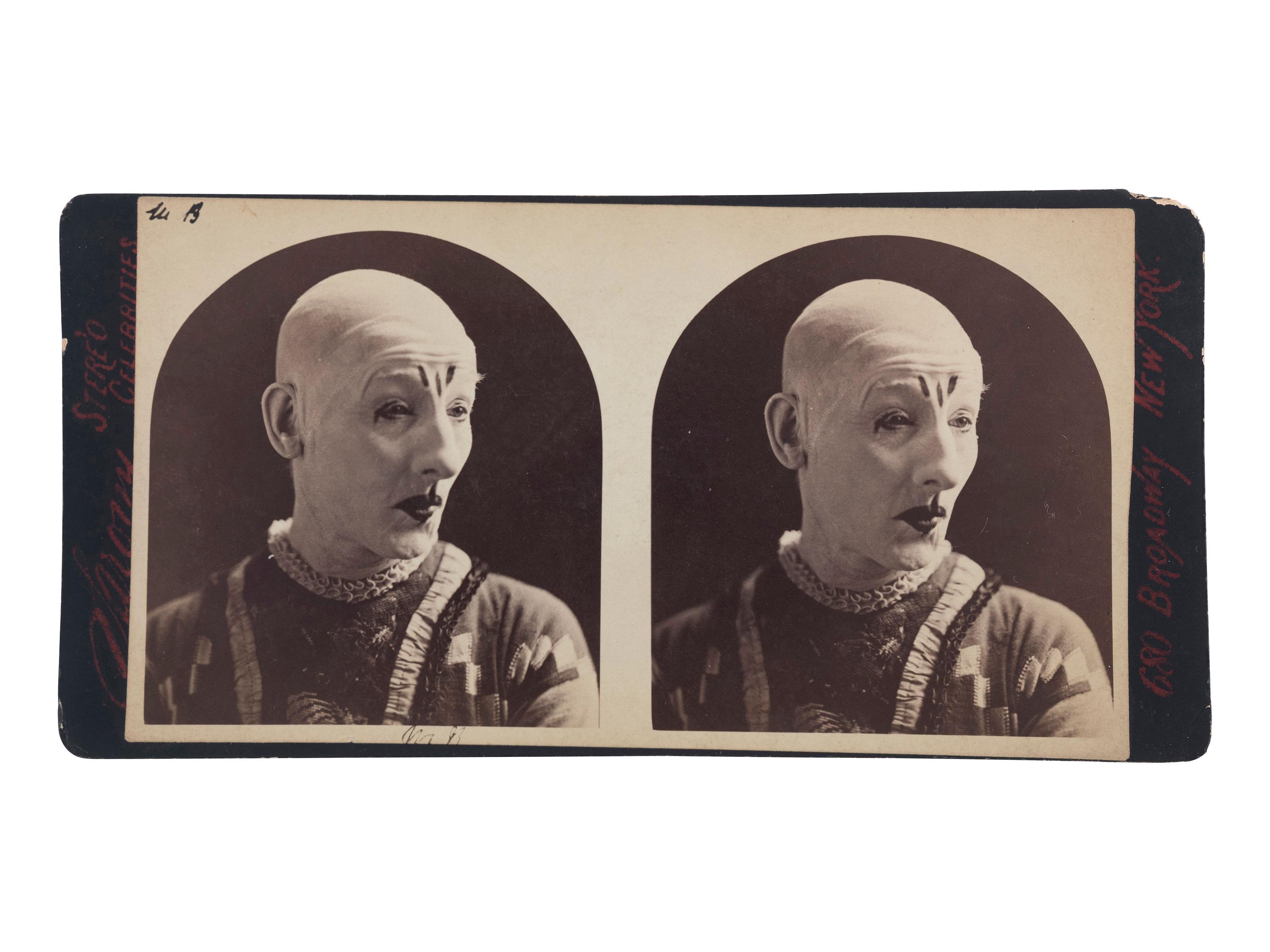 [EARLY PHOTOGRAPHY]. SARONY, Napoleon, photographer. Stereoview of world-famous clown, G.L. Fox. New York.