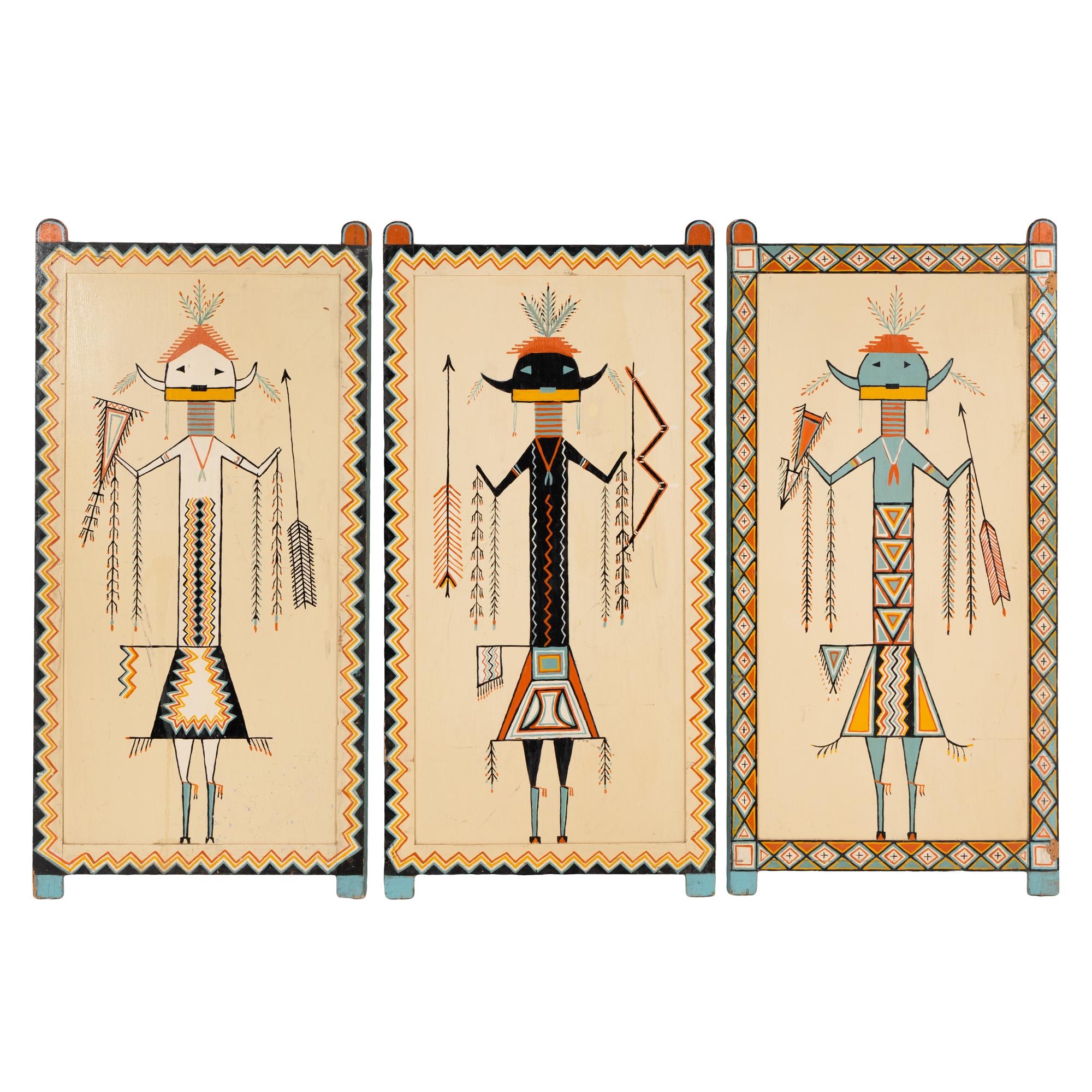 Double-Sided Painted Wood Screens from Shiprock Trading Post