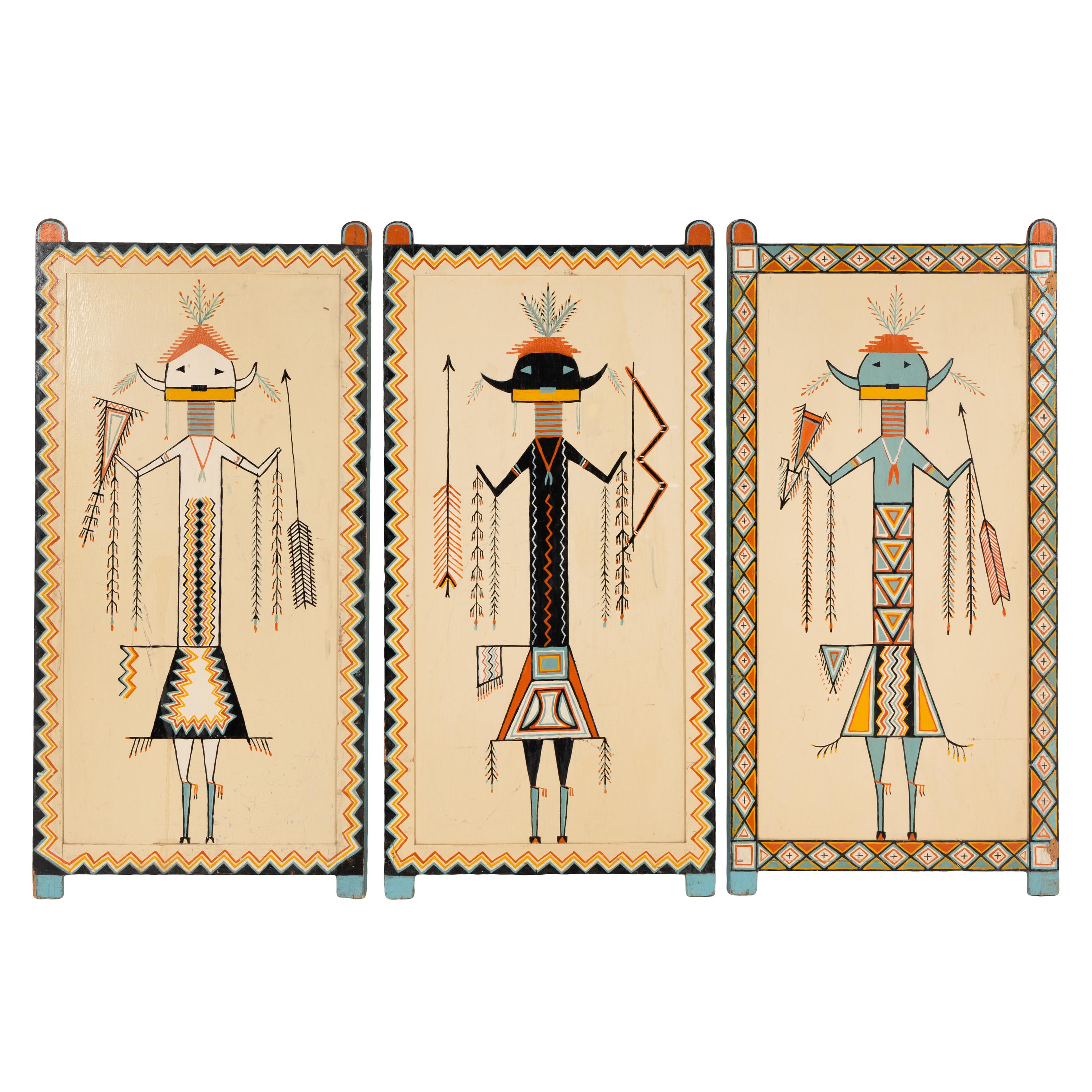 Double-Sided Painted Wood Screens from Shiprock Trading Post