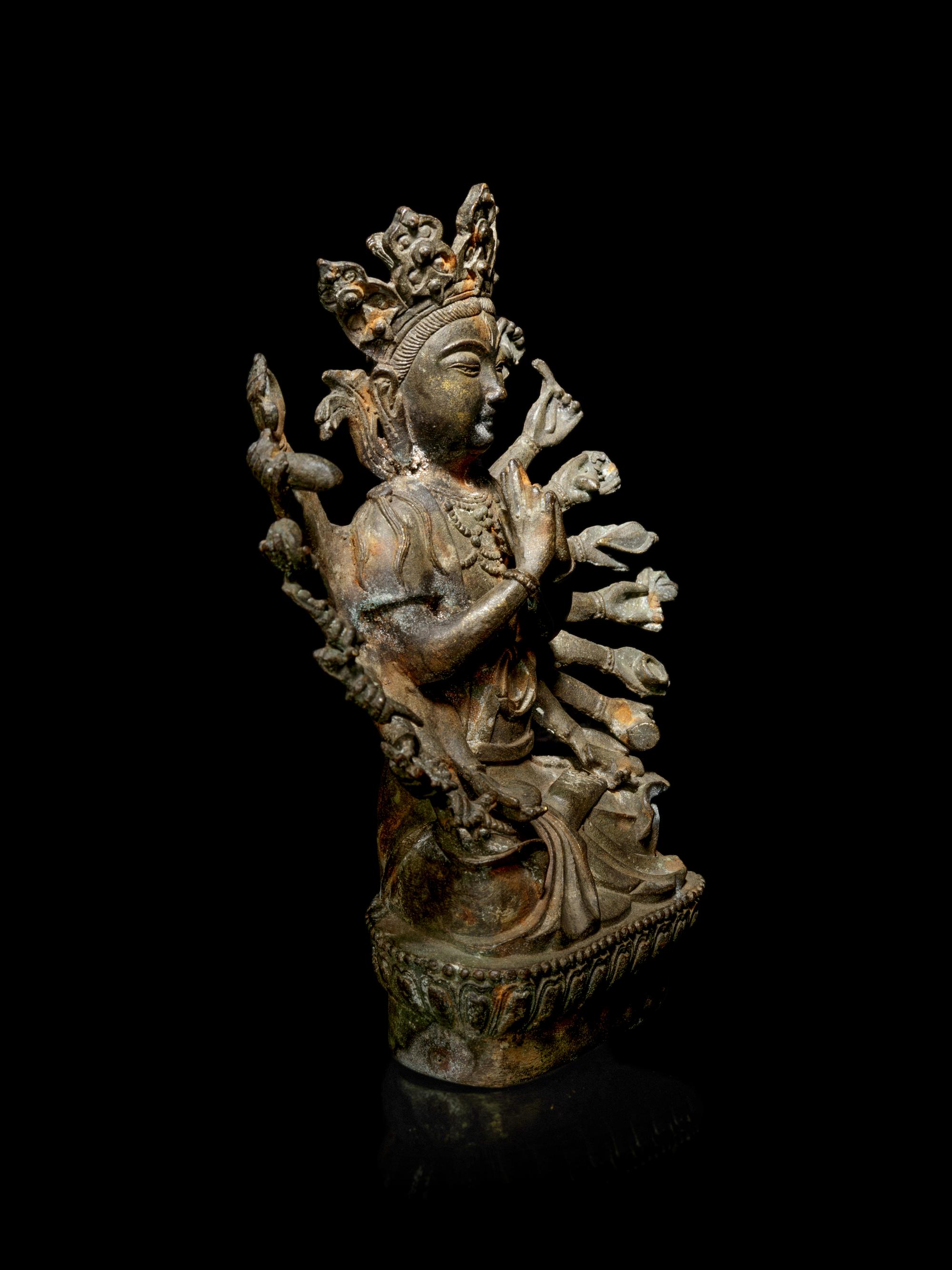 A Bronze Figure of a Multi-Armed Cundi Bodhisattva