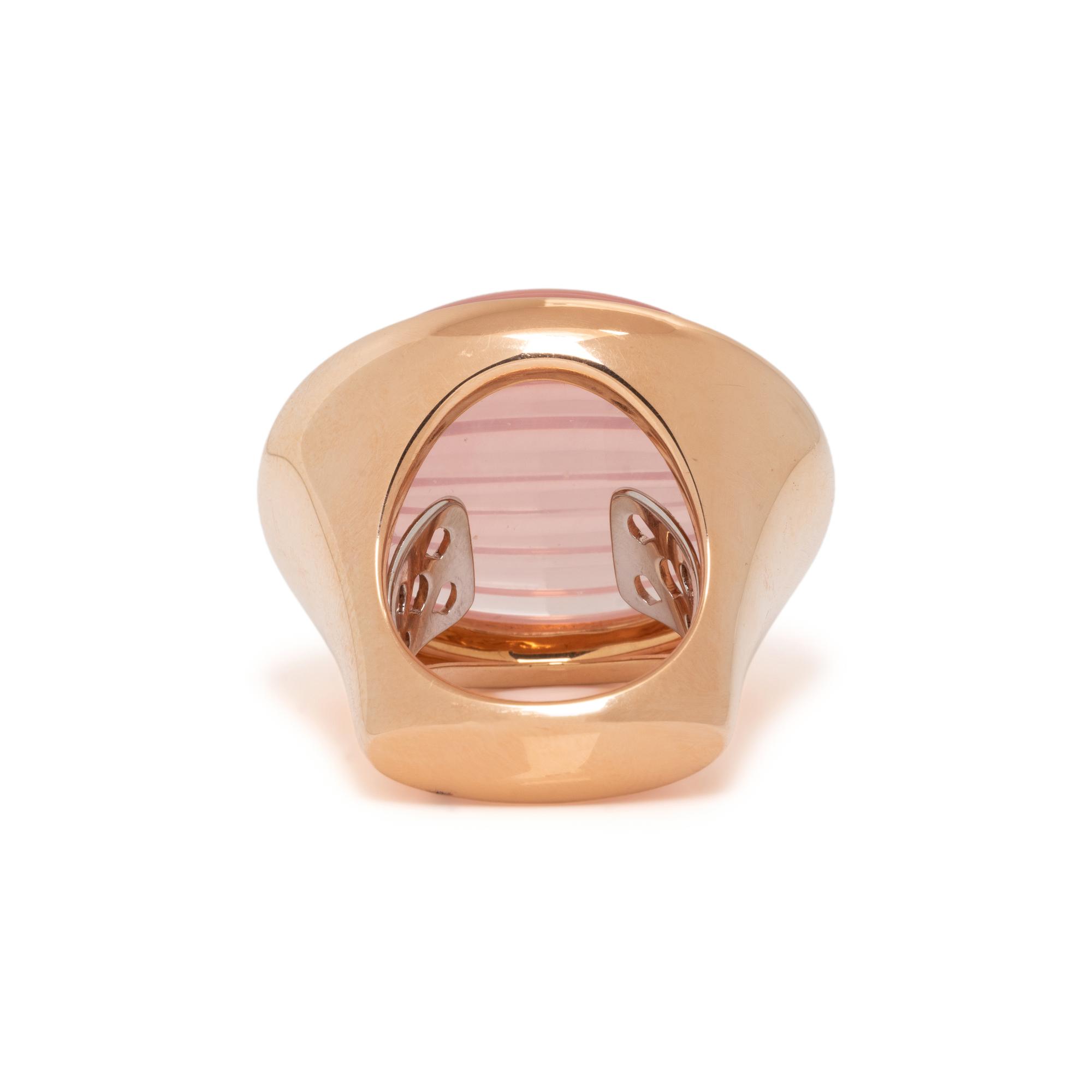ROSE GOLD AND CARVED ROSE QUARTZ RING