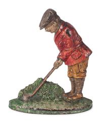 Two Painted Cast Iron 'Golfer' Door Stops