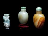 Three Chinese Jade and Jadeite Snuff Bottles