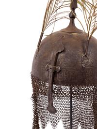 A Persian Khula Khud Helmet with Shield and Sword