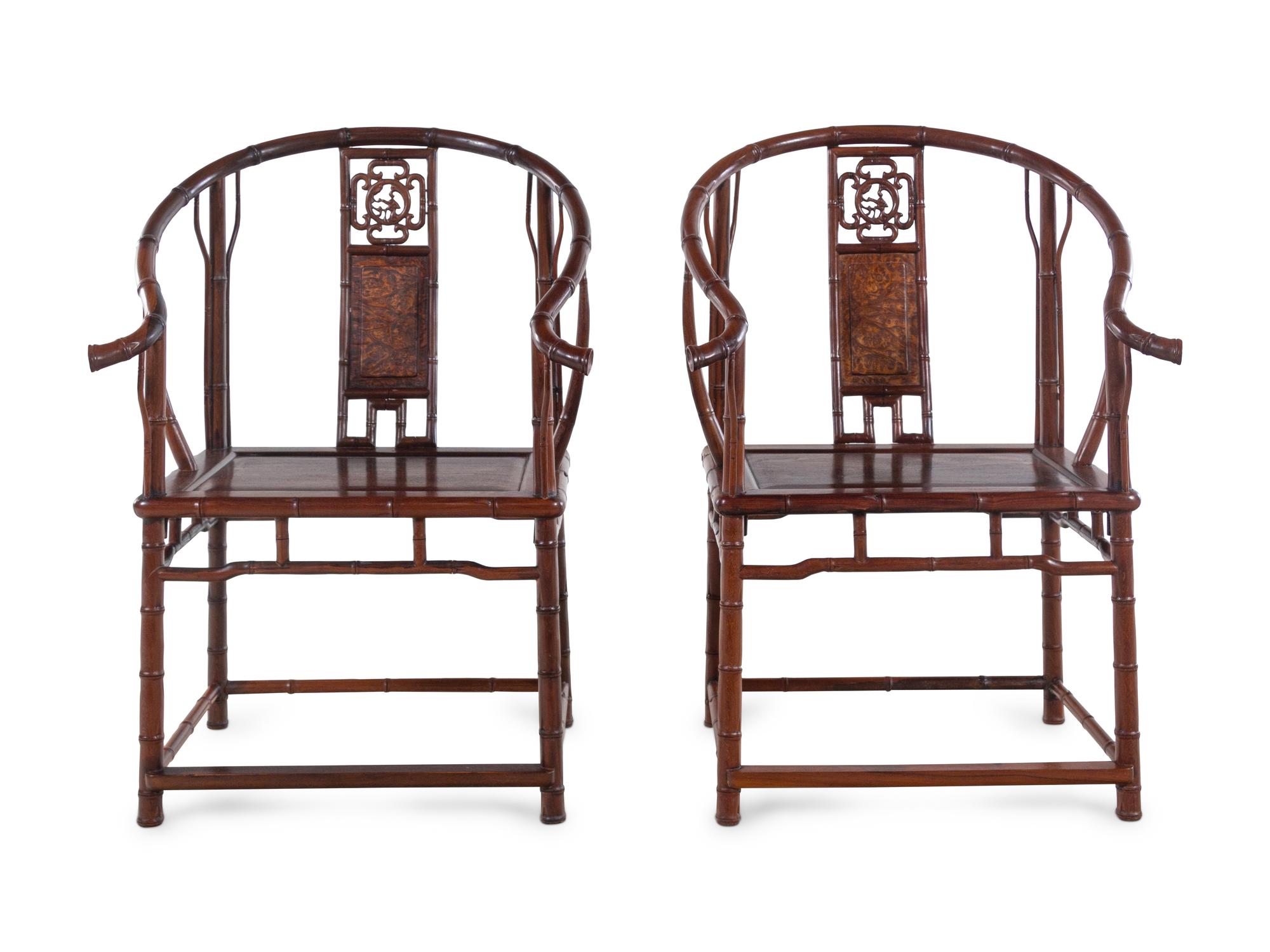A Pair of Chinese Carved Jichimu Armchairs, Taishiyi