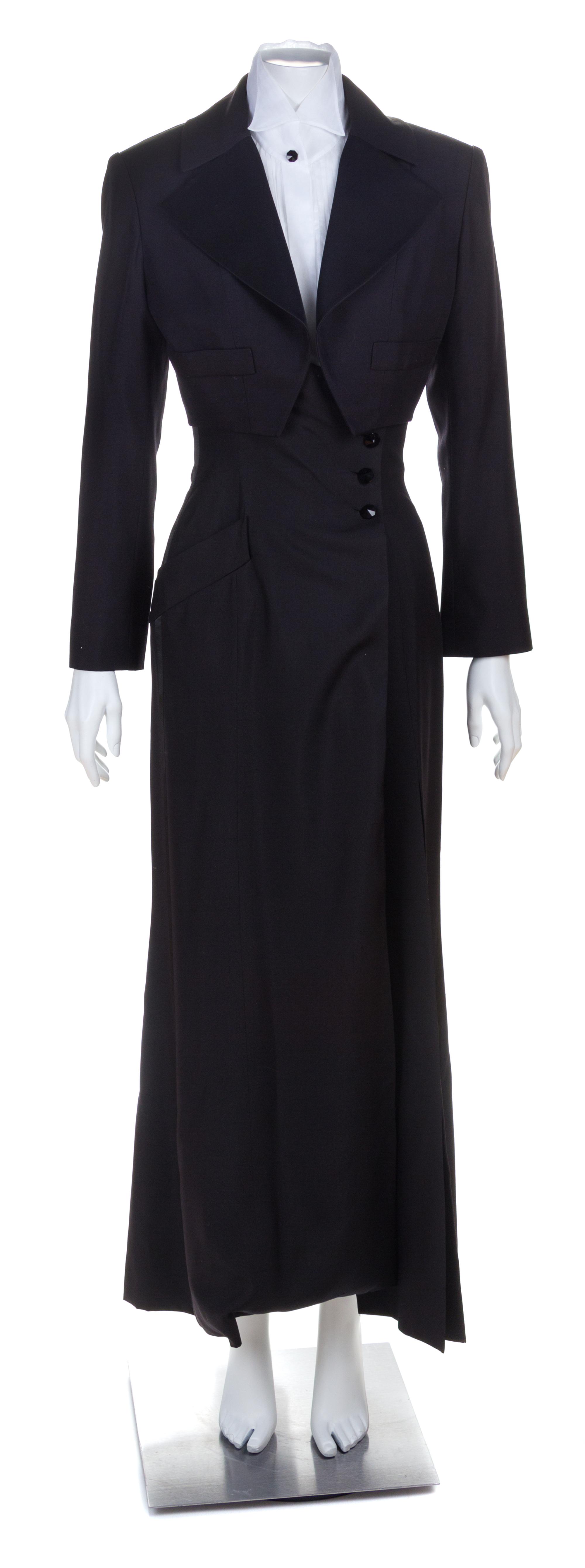 A Jacques Fath Black Tuxedo Halter Gown Ensemble, No size.