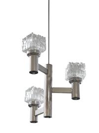 A Sciolari Glass, Chrome and Aluminum Chandelier 20" W x 20" D x 45" H — Italy, Mid-20th Century