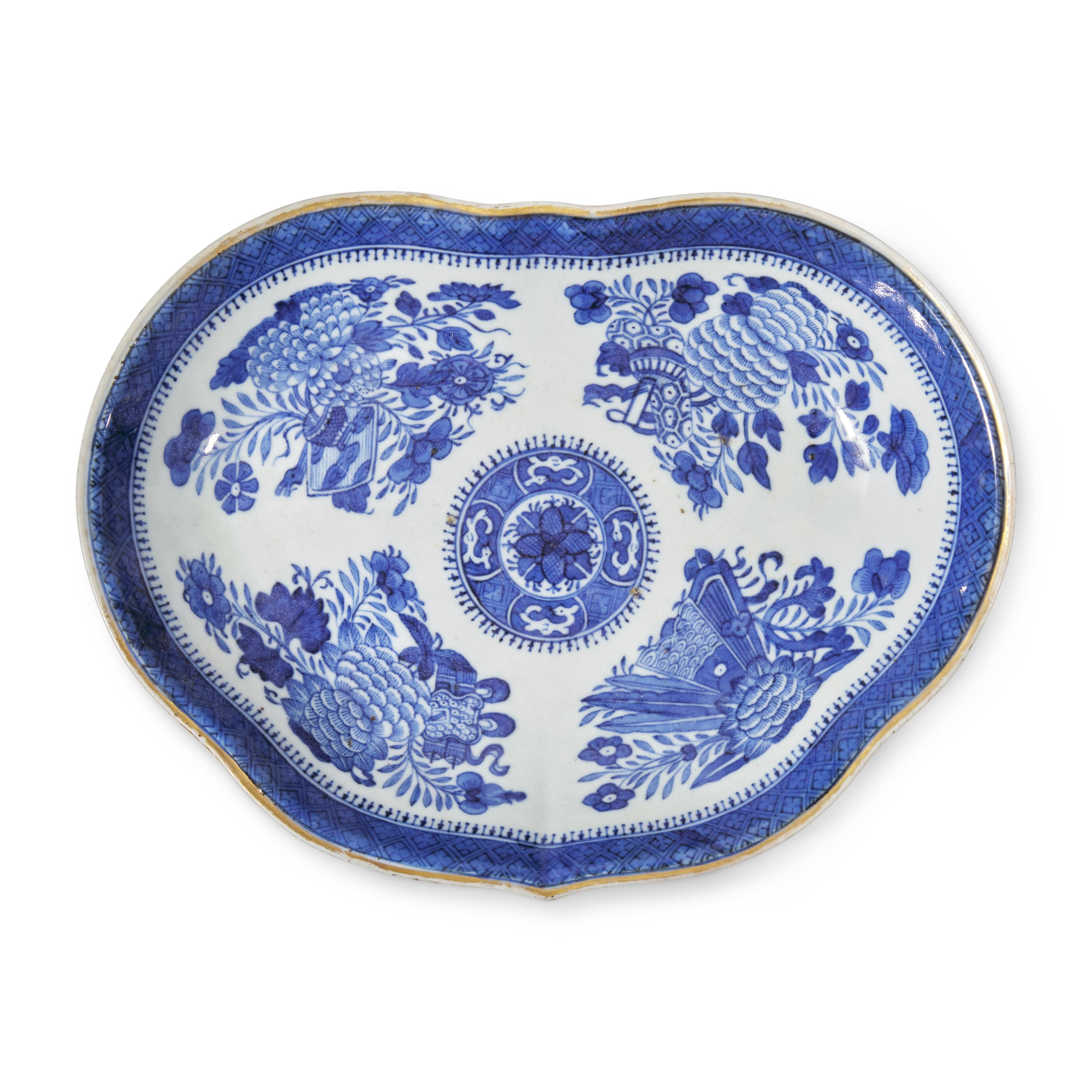 Two Chinese Export Porcelain Blue Fitzhugh Bowls