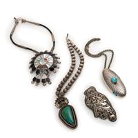 Group of Navajo and Zuni Pendants and Necklaces