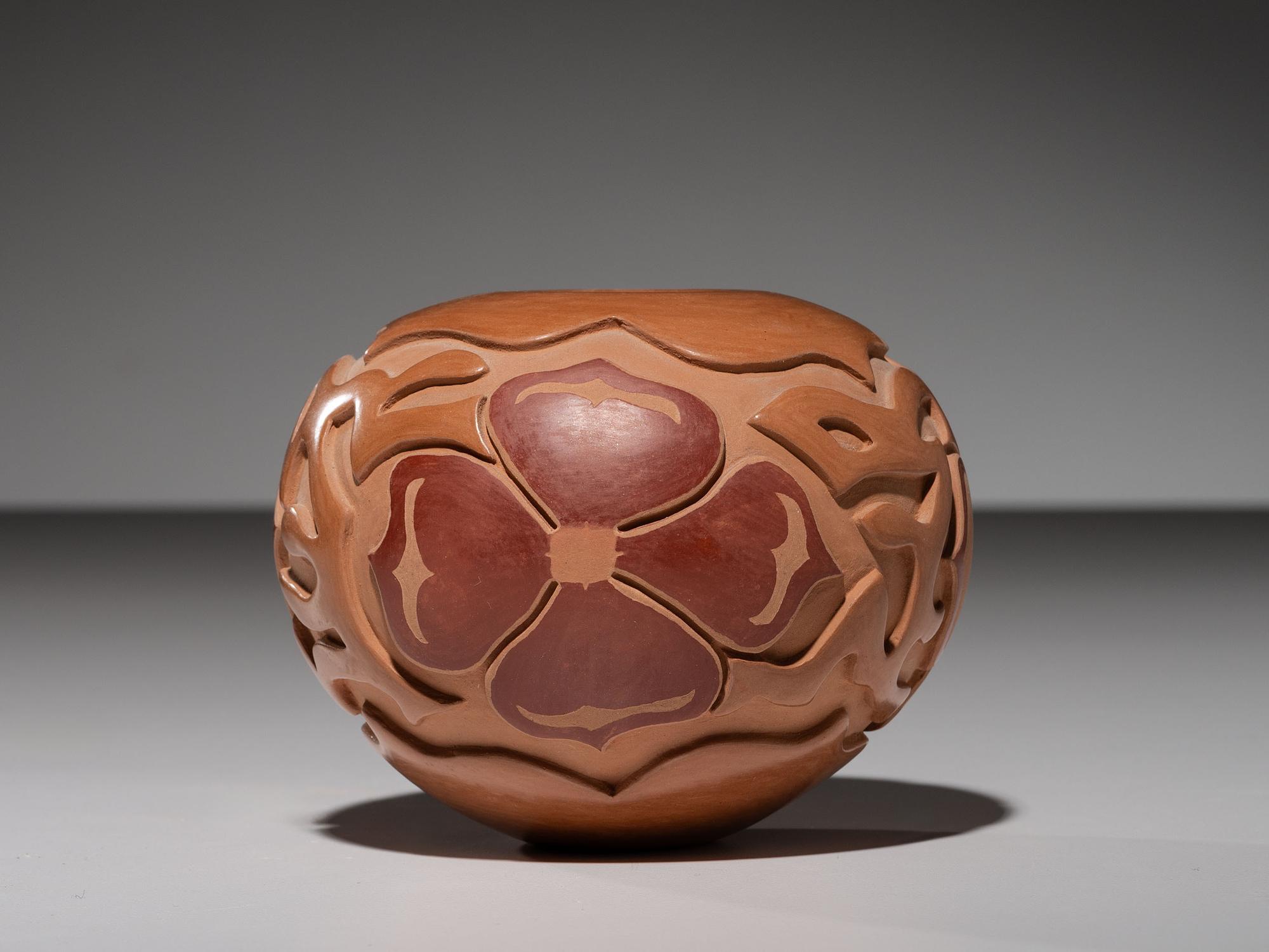 Carved Polychrome Pottery Jar January 1995