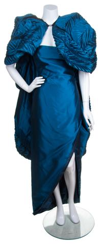 A Sarli Teal Silk Evening Gown Ensemble,