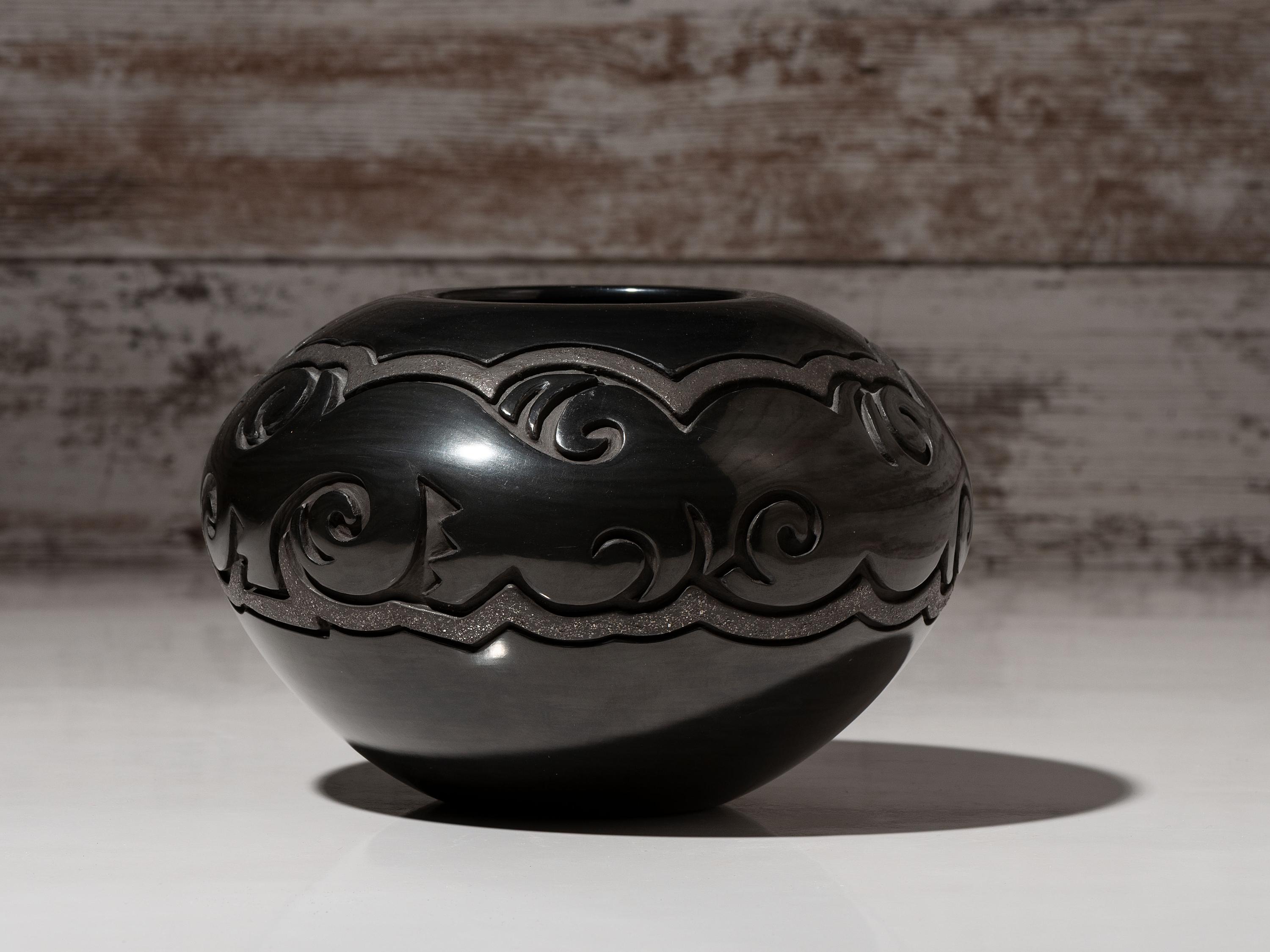 Carved Blackware Pottery Bowl