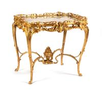 A Louis XV Style Gilt Bronze Table Height 30 x width 33 x depth 27 1/2 inches. — CIRCA 1900