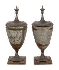 A Pair of Large Continental Tôle Urns