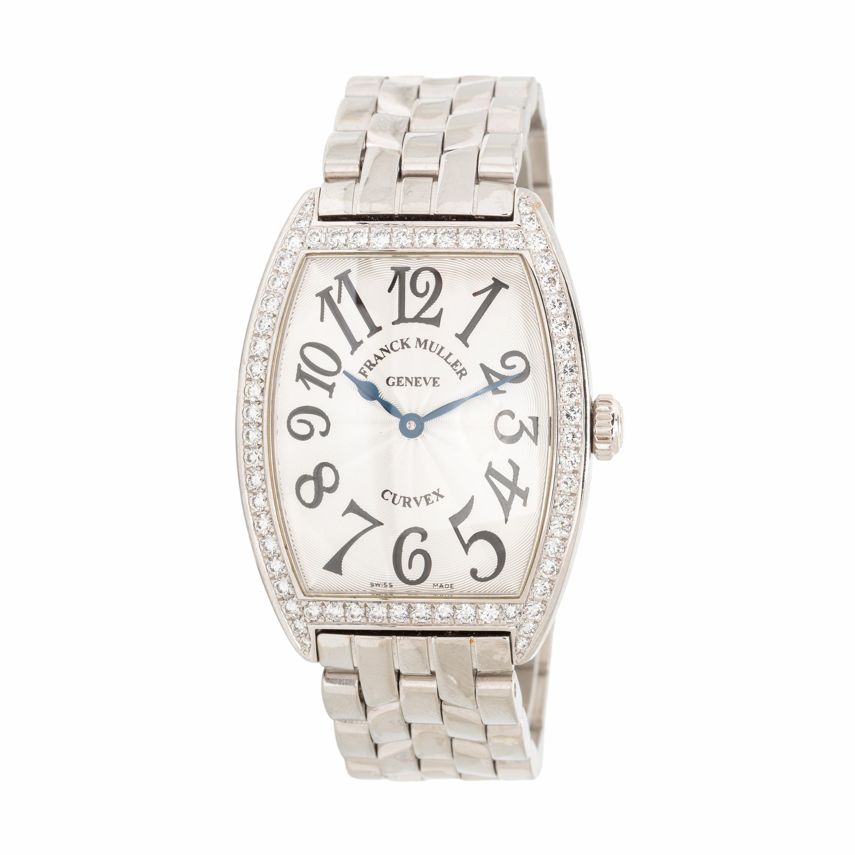Franck Muller, Ref. 7502, Stainless Steel 'Cintrée Curvex' Watch with Diamond Bezel, with Box and Papers