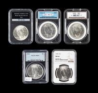 Five 1924 Peace $1 Coins