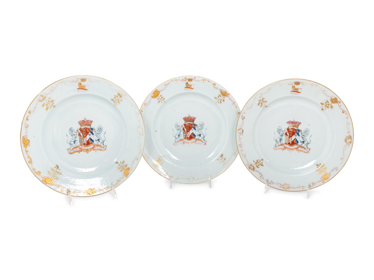 A Set of Sixteen Chinese Export Armorial Plates