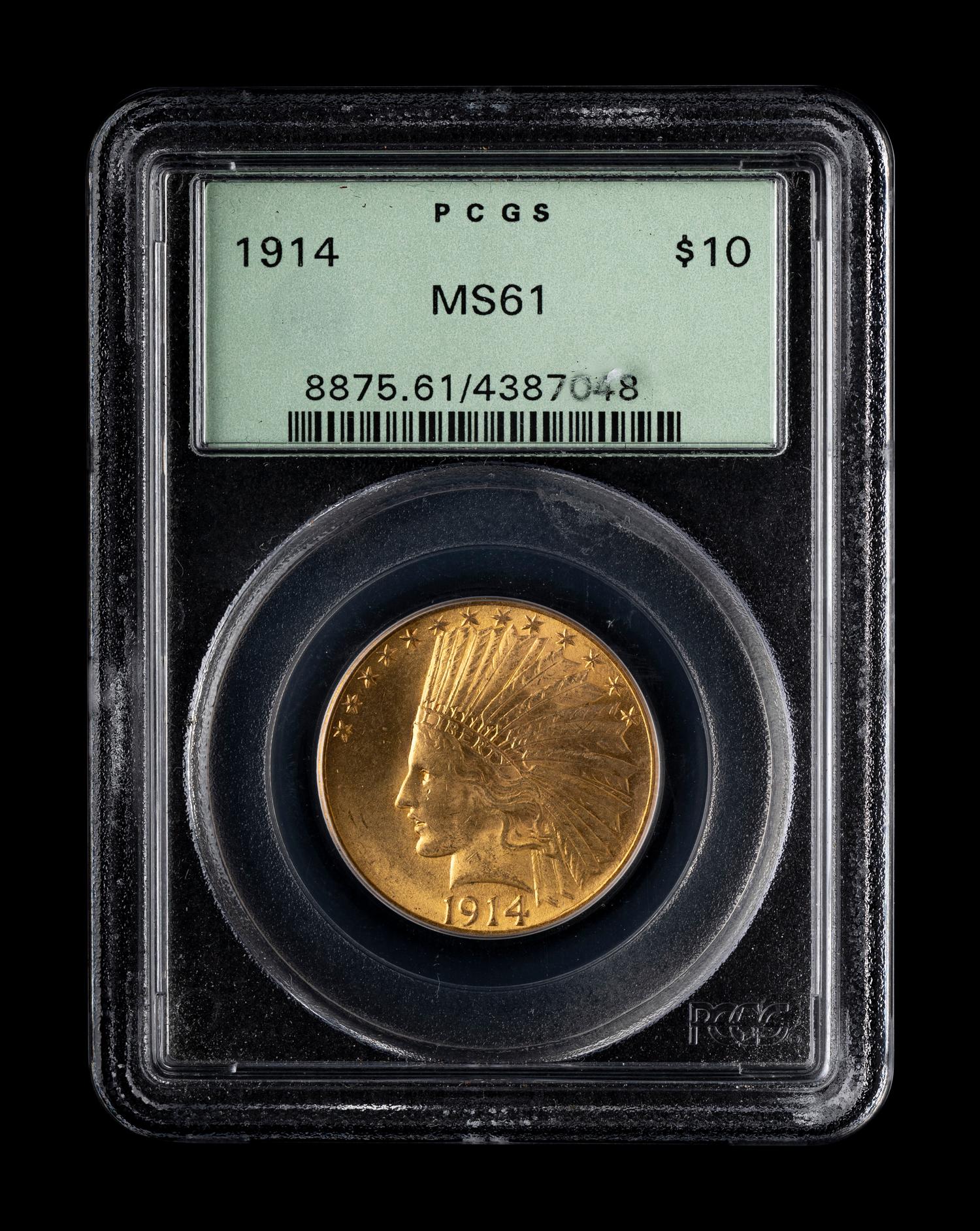 A 1914 Indian Head $10 Gold Coin (PCGS MS61)