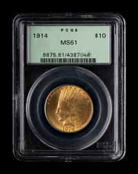 A 1914 Indian Head $10 Gold Coin (PCGS MS61)