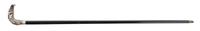 A Sterling Silver Cane Handle, Height overall 36 3/4 x width of handle 4 1/8 inches.
