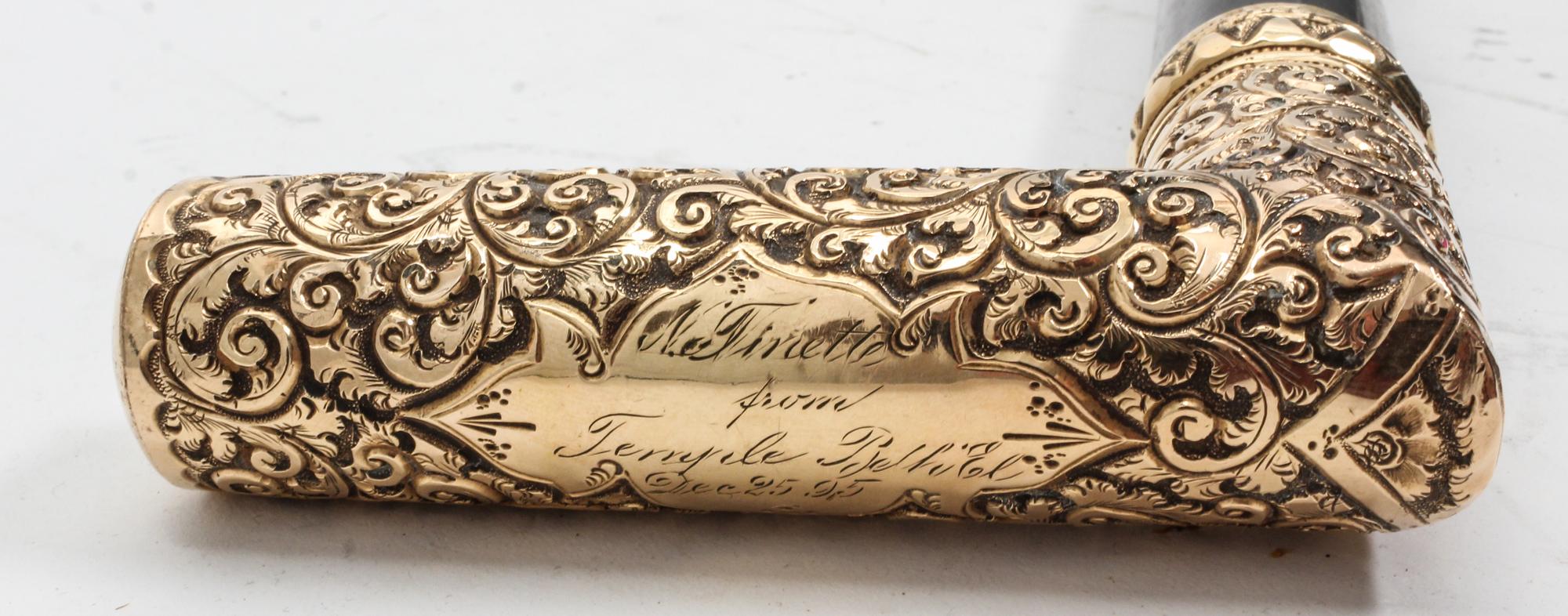 A Victorian Gold Filled Cane Length 35 1/4 inches. — LATE 19TH CENTURY