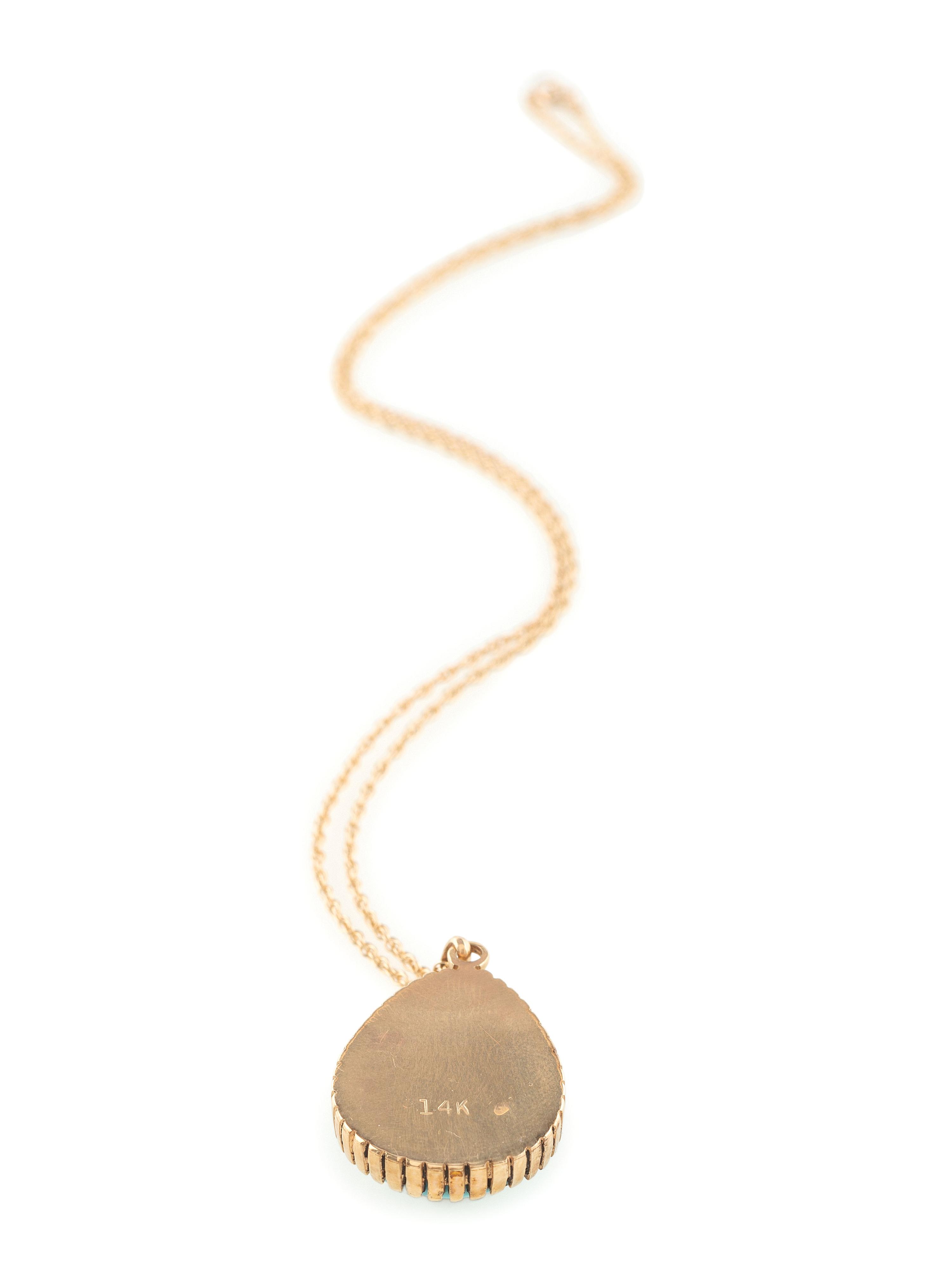 Southwestern 14K Gold and Morenci Turquoise Necklace