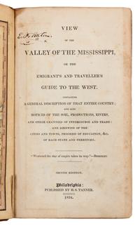 [BAIRD, Robert. (1798-1863)]. A View of the Valley of the Mississippi. Philadelphia: H.S. Tanner, 1834.
