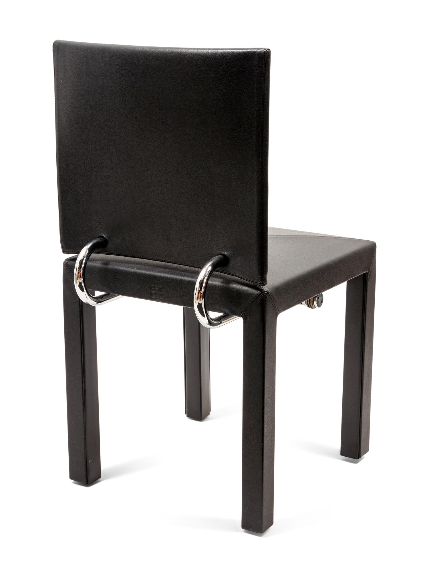 Eight Italian Chrome and Leather Chairs