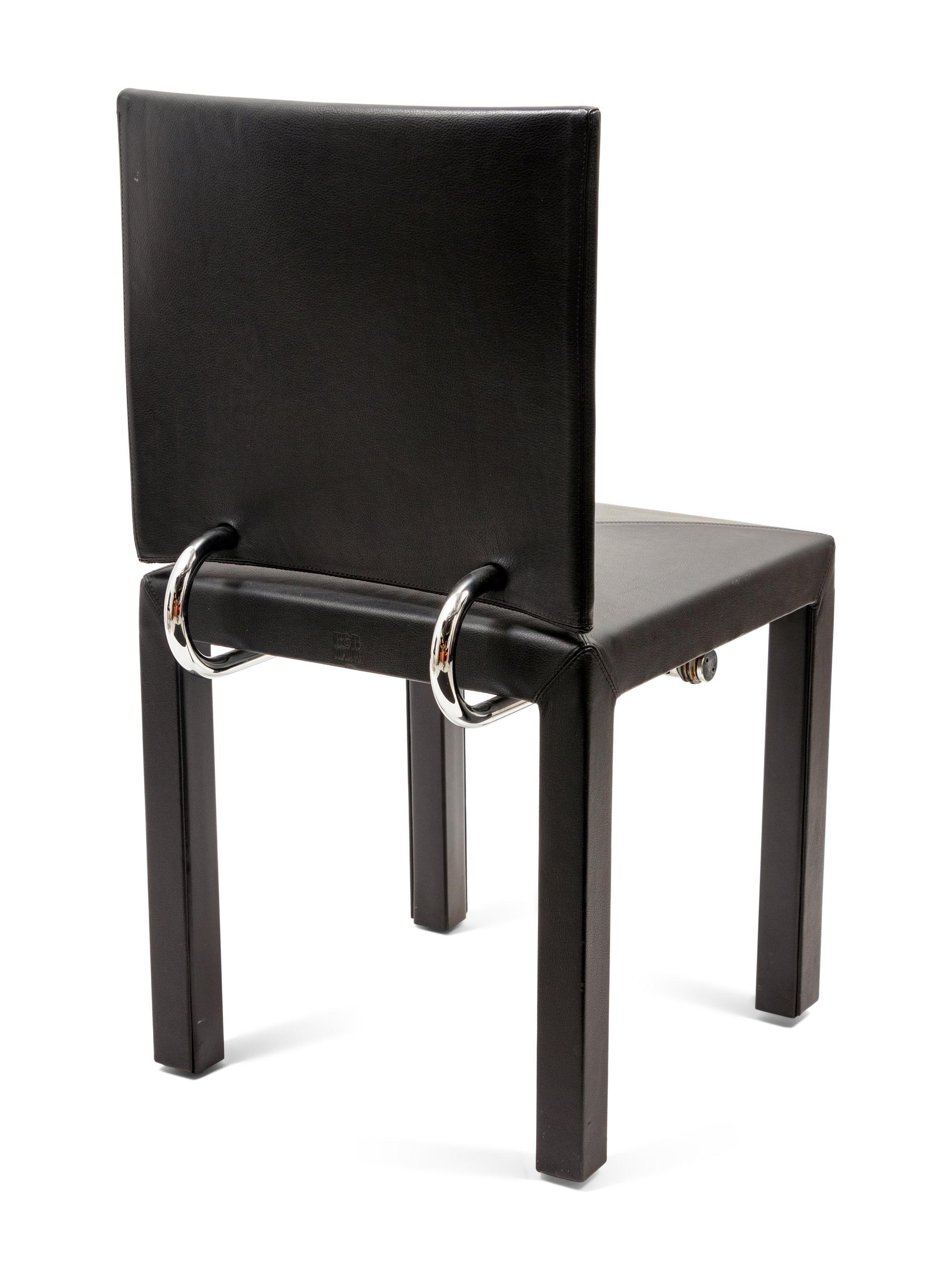 Eight Italian Chrome and Leather Chairs