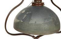 An Handel Reverse Painted Glass Treasure Island Harp Floor Lamp